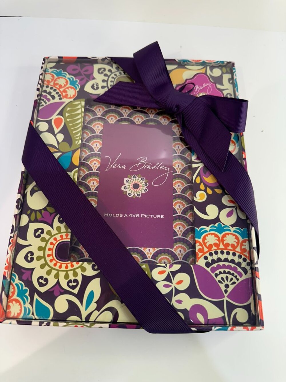 Vera Bradley Plum Crazy Picture Frame 4x6 Retired NWT - Picture 3 of 4